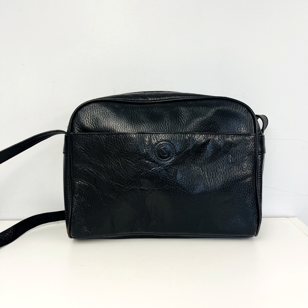 Black Textured Leather Crossbody by ALBERT NIPON